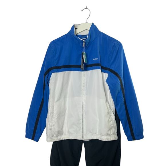 Reebok Windbreaker Jacket & Pants Tracksuit Windsuit White & Gray Medium NEW - Picture 2 of 12